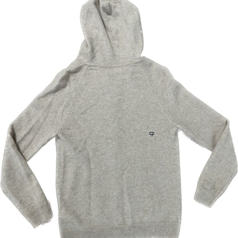 100% Cashmere Beige Cashmere Zip Up Hoodie - Picture 6 of 8
